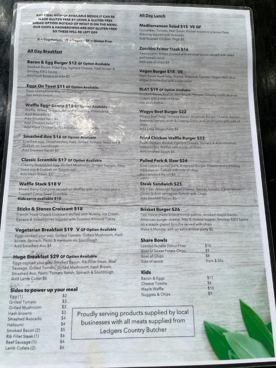 Menu, Sticks & Stones Espresso