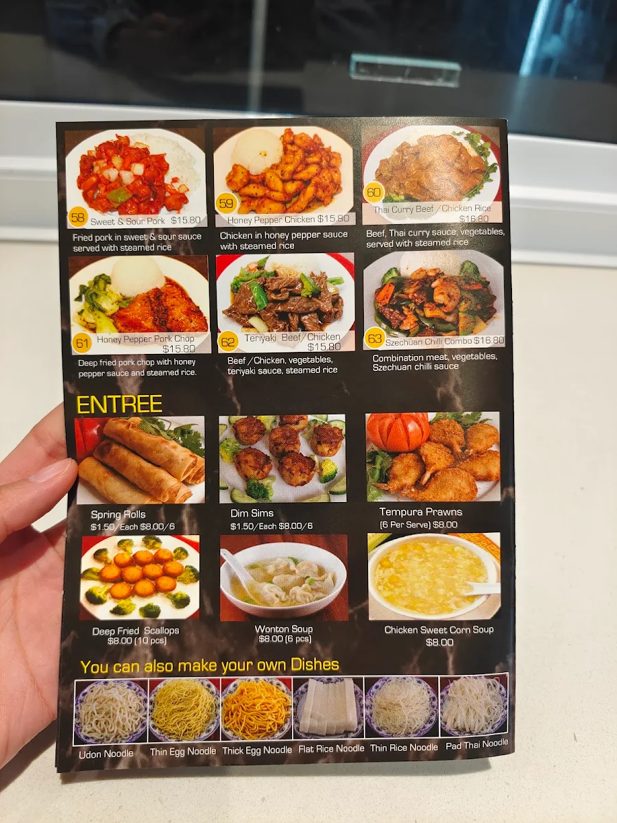 Menu, Noodle Paradise