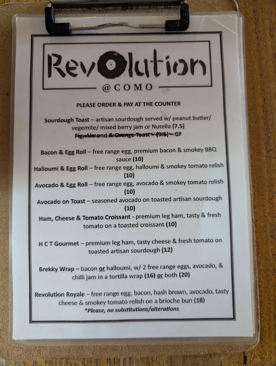 Menu, Revolution at Como