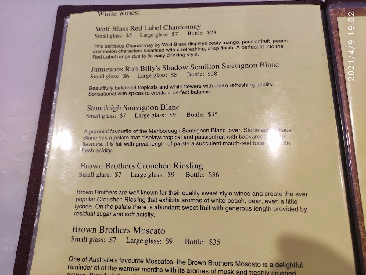 Menu, Tandoori Village