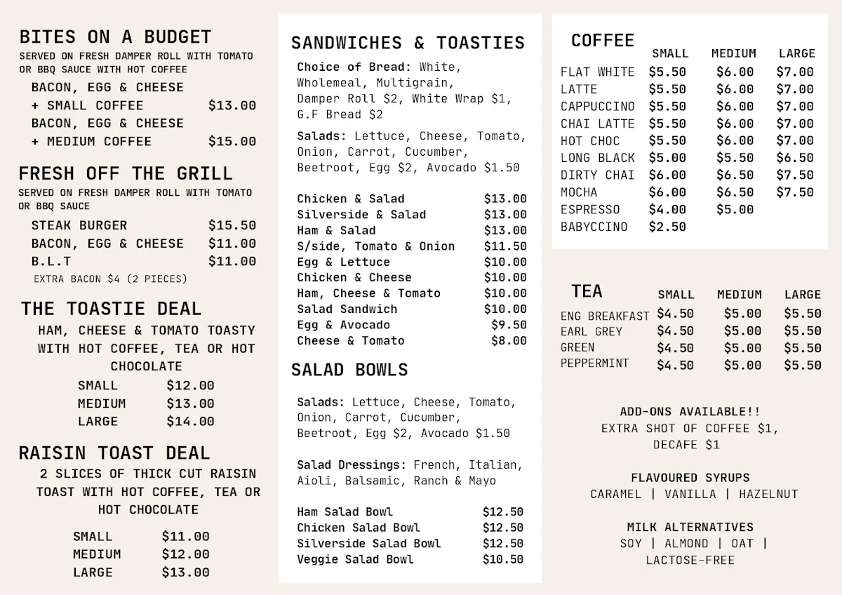 Menu, Sundaes @ The Pier