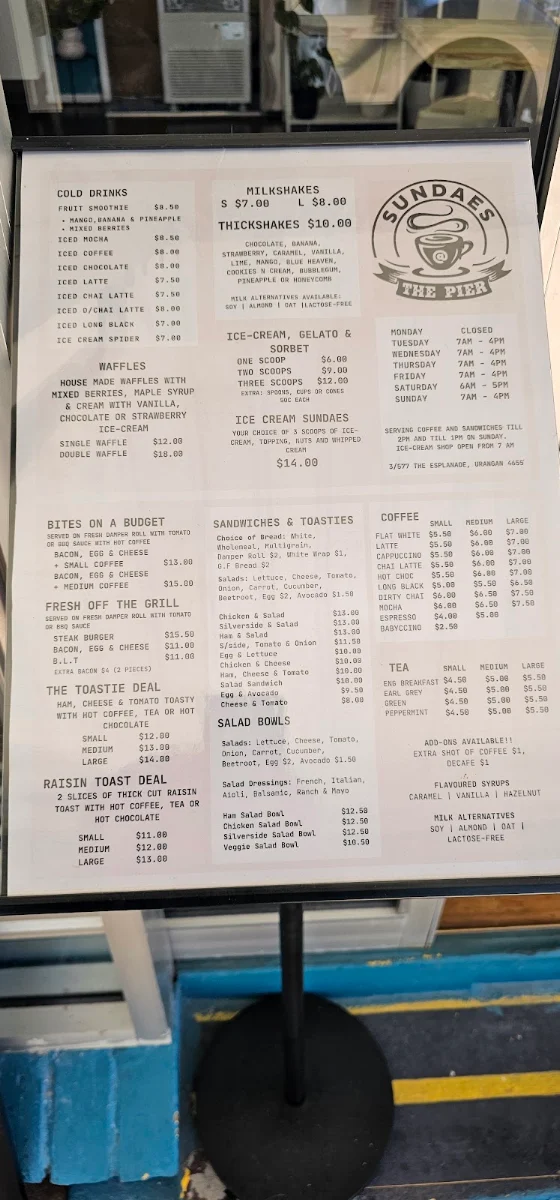 Menu, Sundaes @ The Pier