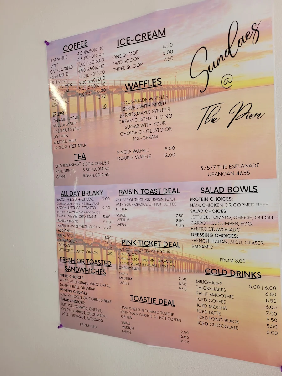 Menu, Sundaes @ The Pier