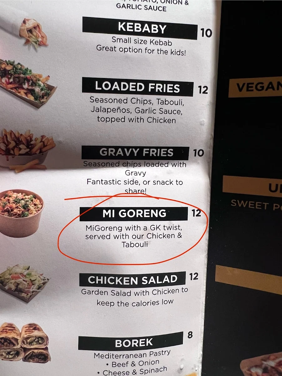 Menu, Glenny Kebabs - Vermont