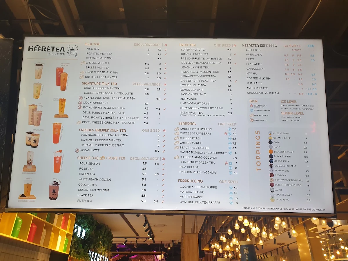 Menu, HEERETEA