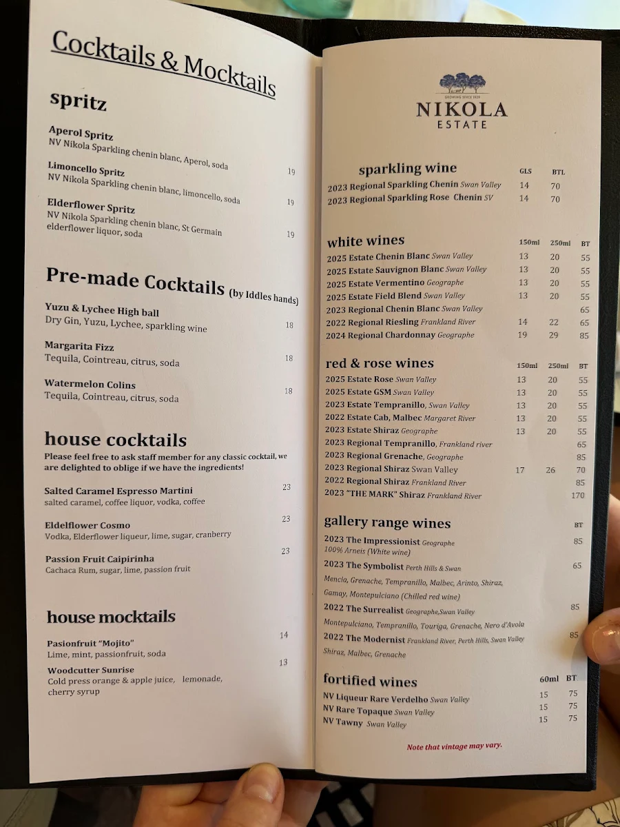 Menu, Woodcutters Restaurant