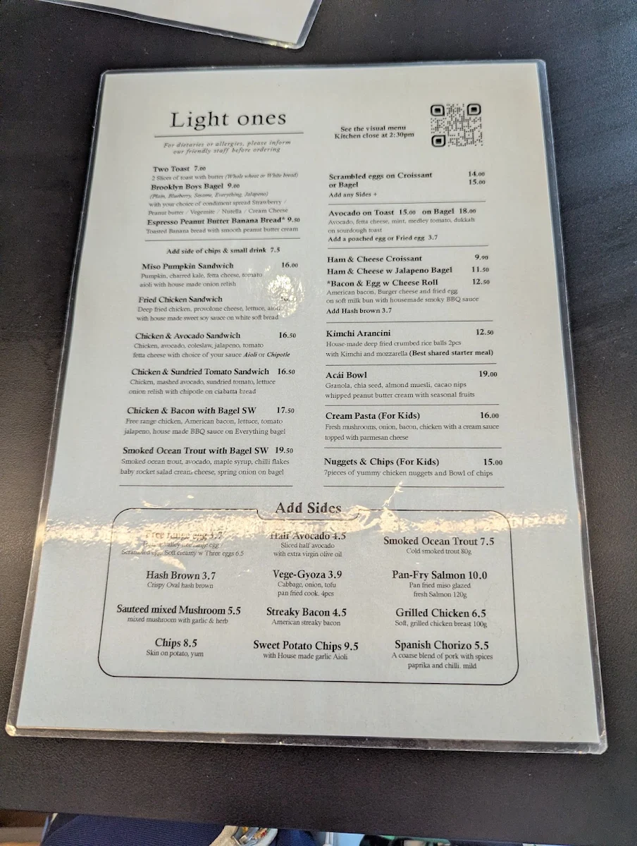 Menu, PLATE CAFE