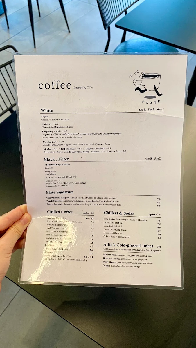 Menu, PLATE CAFE