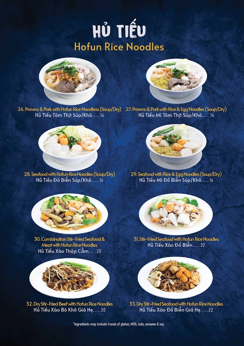 Menu, Song Huong