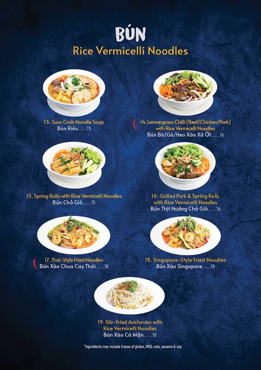 Menu, Song Huong