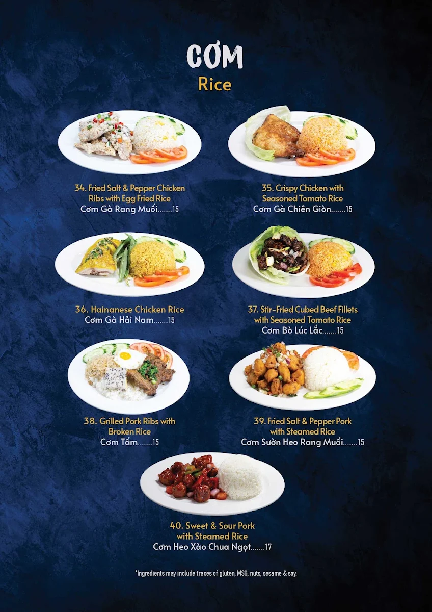Menu, Song Huong