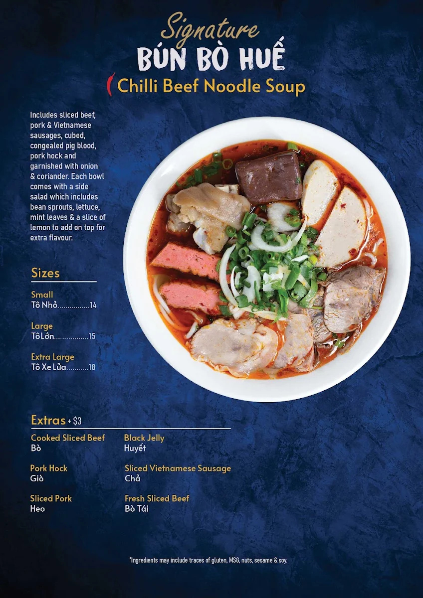 Menu, Song Huong