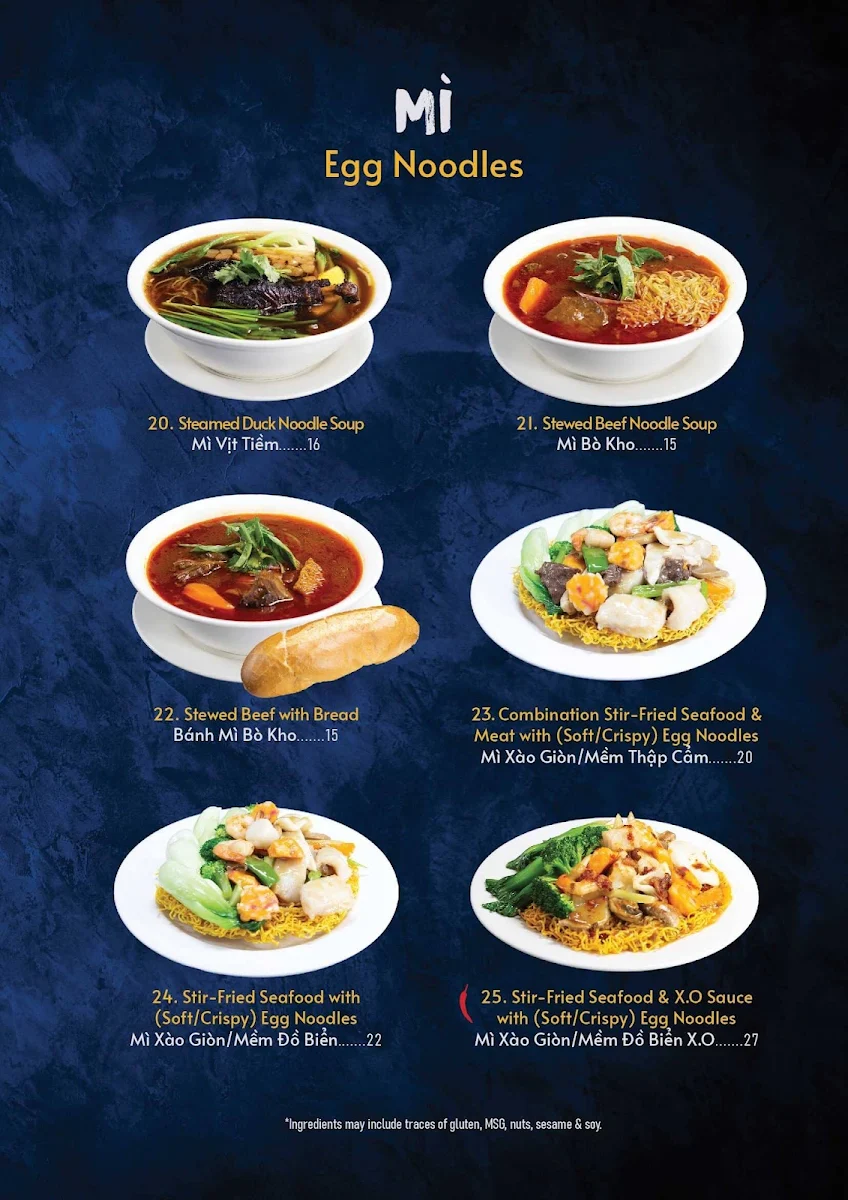 Menu, Song Huong