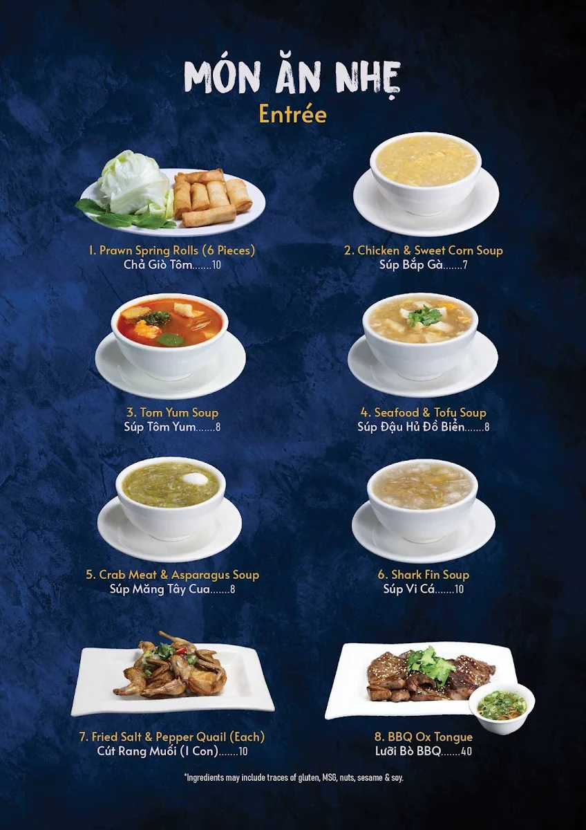 Menu, Song Huong