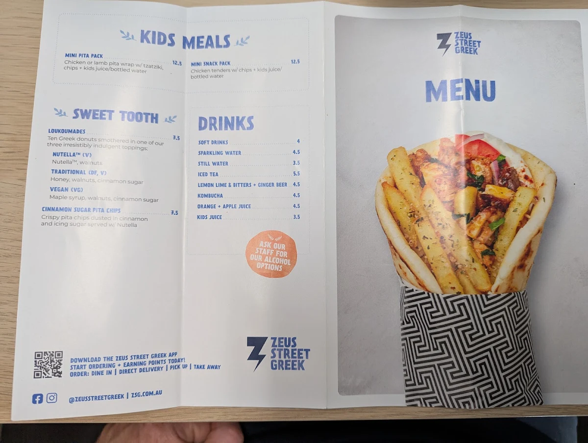 Menu, Zeus Street Greek Windsor