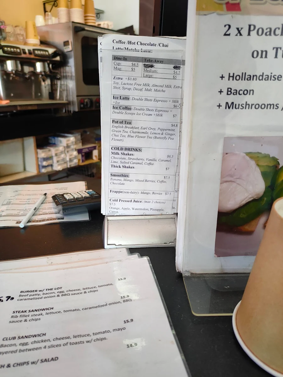 Menu, Bay Breeze Cafe