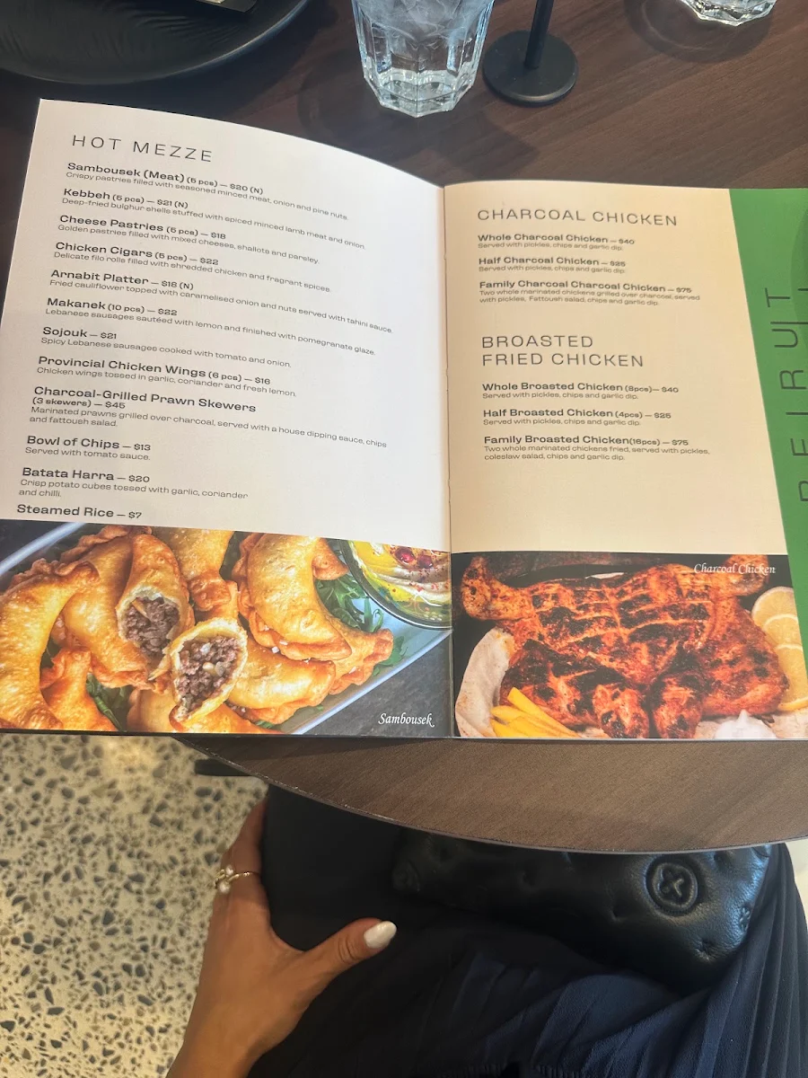 Menu, Li Beirut Charcoal Chicken