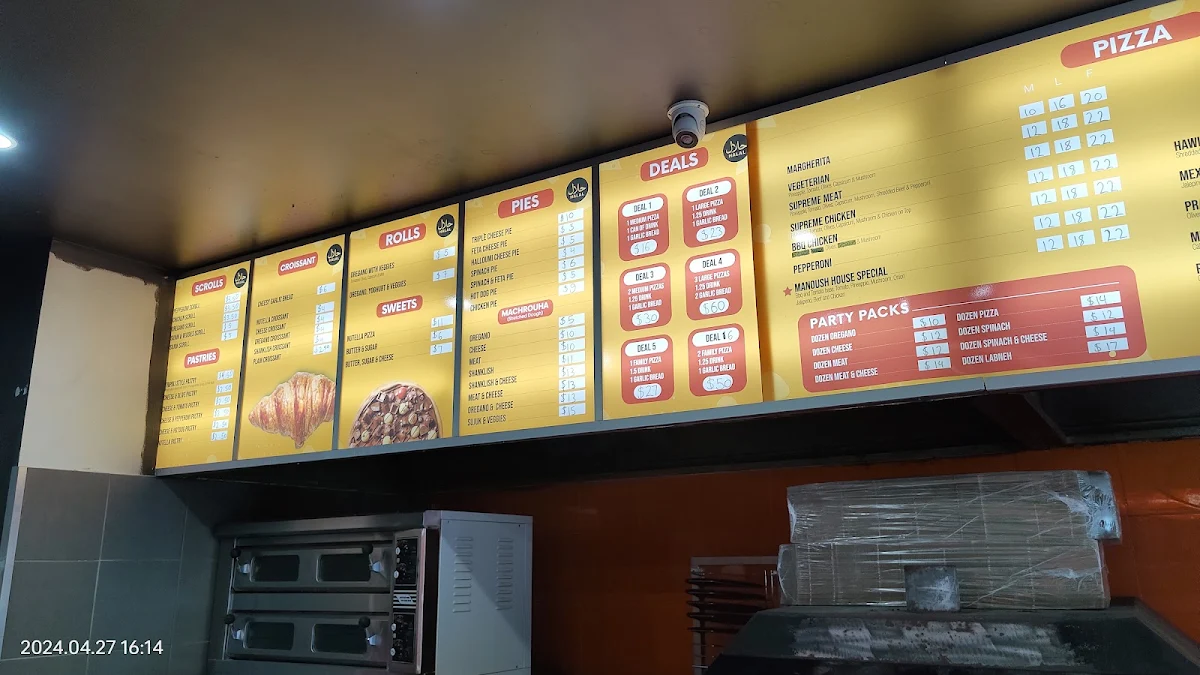 Menu, Manoosh House Mount Pritchard