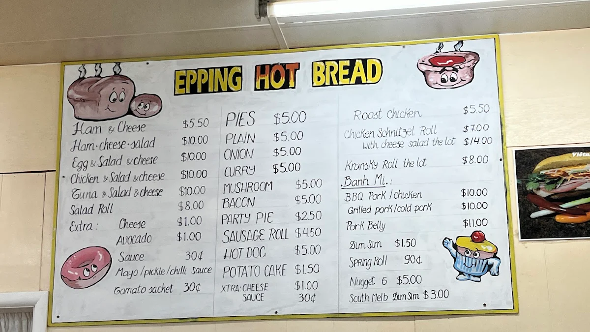Menu, Epping Hot Bread Kitchen