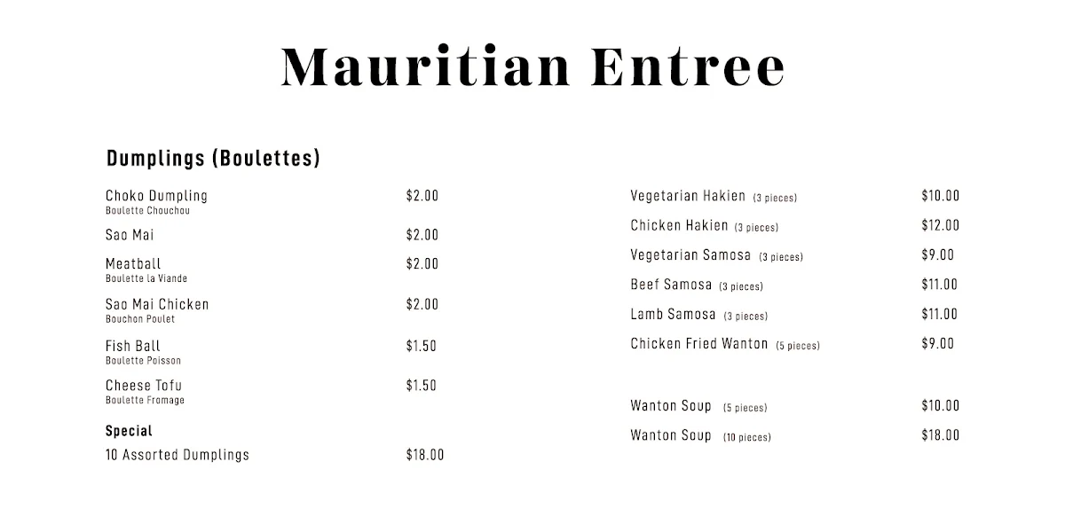 Menu, Dragon Cafe