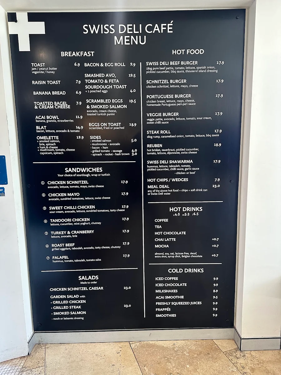 Menu, Swiss Deli Cafe