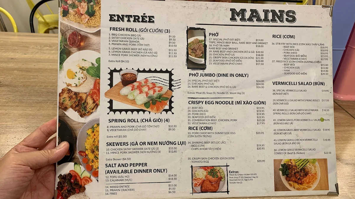 Menu, Chopsticks Vietnamese Cuisine