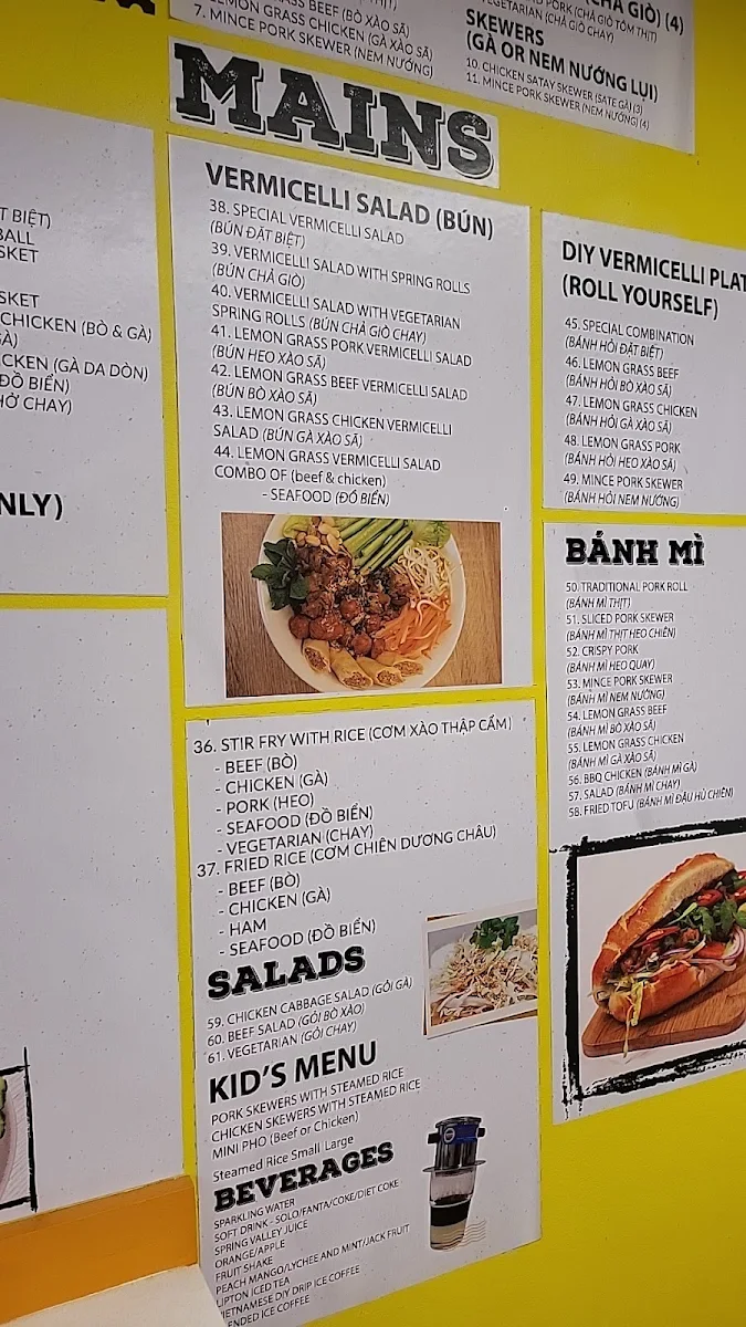 Menu, Chopsticks Vietnamese Cuisine