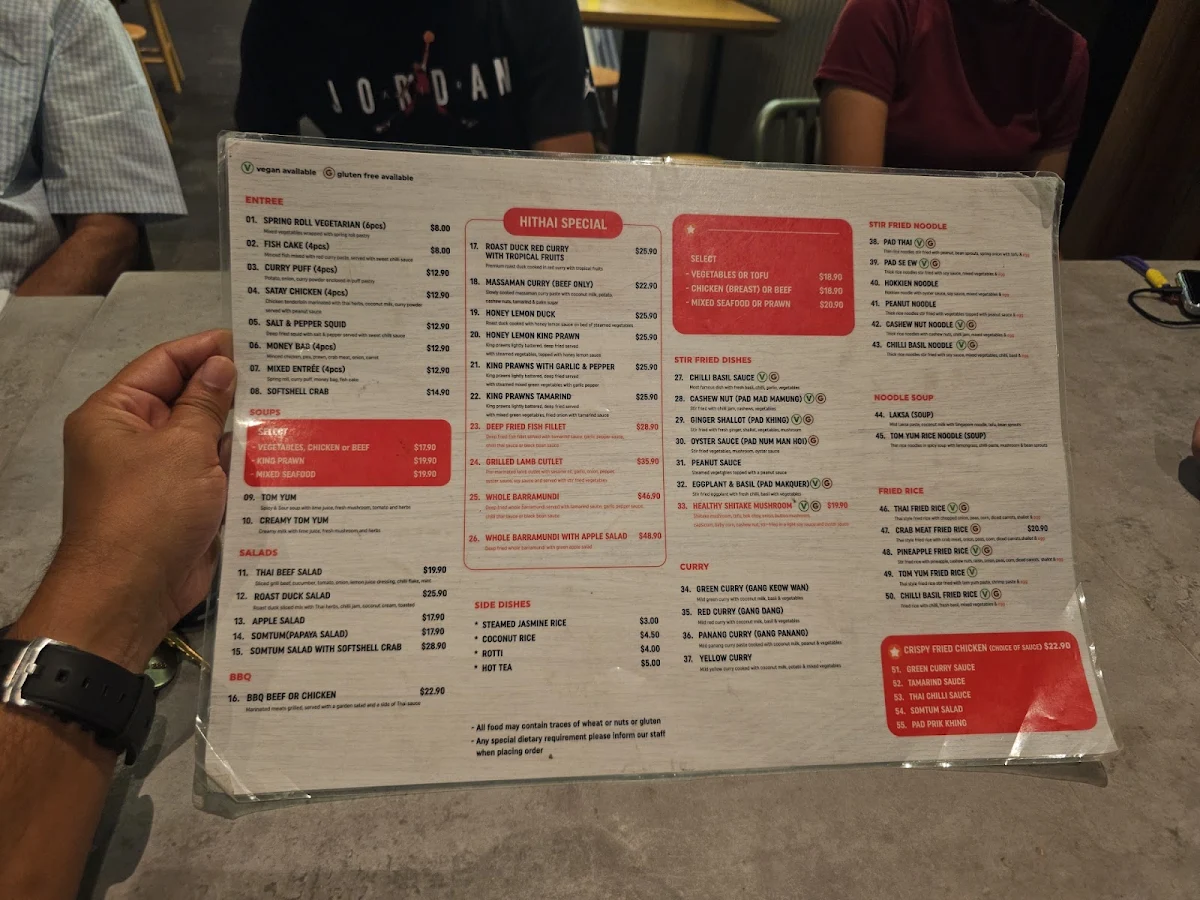 Menu, Hi Thai