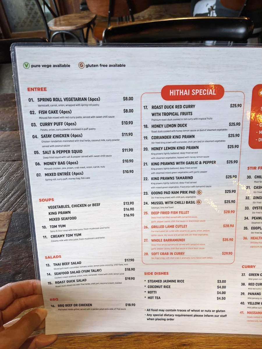 Menu, Hi Thai