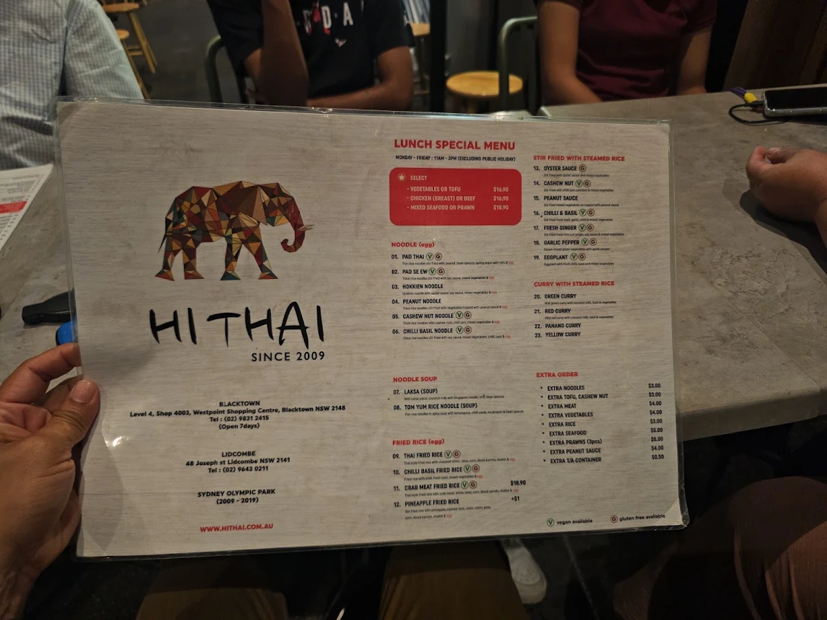 Menu, Hi Thai