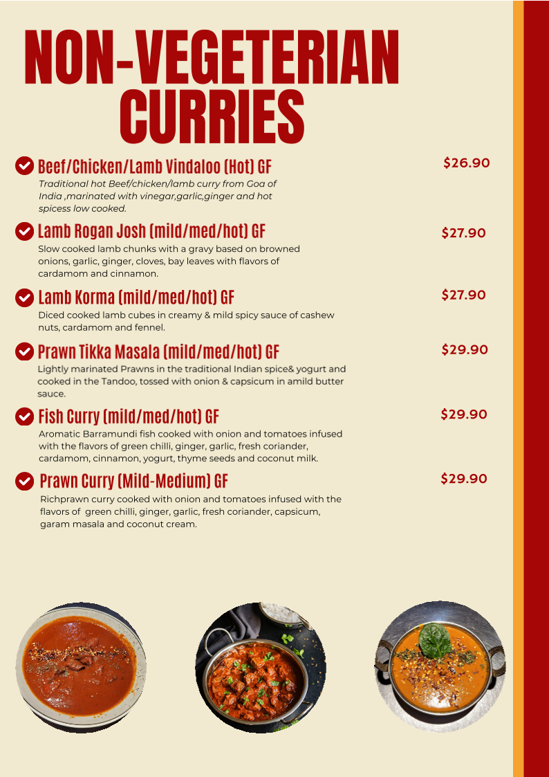 Menu, Indian Express. Authentic Indian Cuisine.