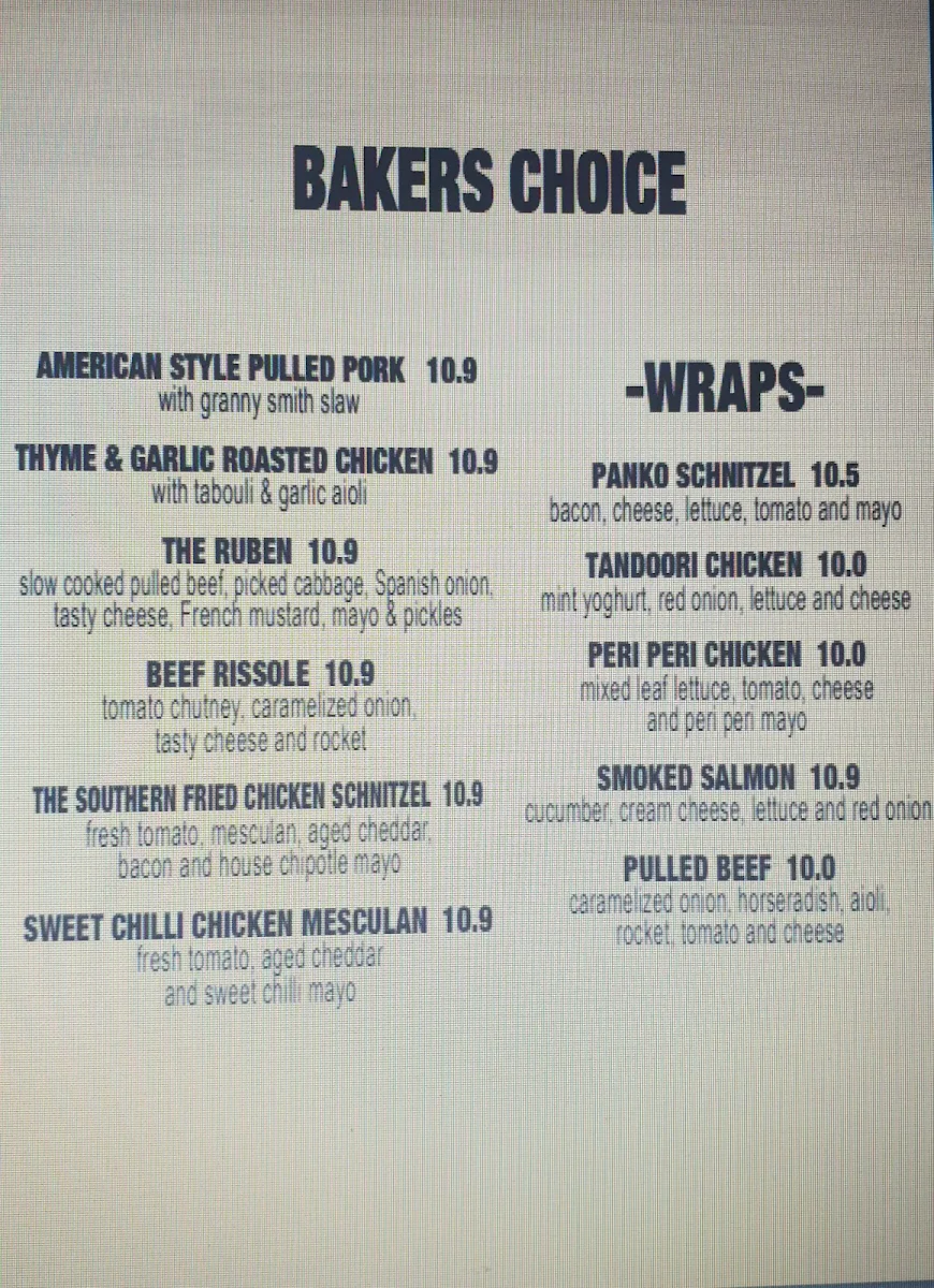 Menu, The Little Baker