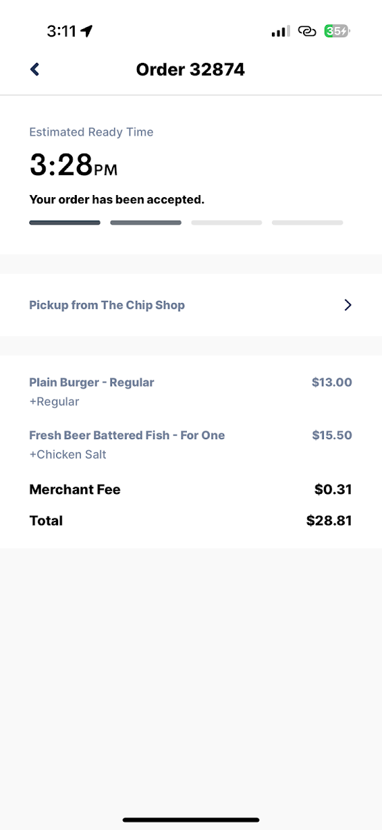 Menu, The Chip Shop