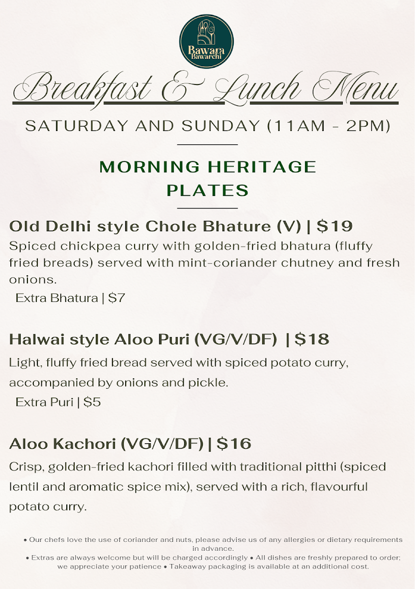 Menu, Bawara Bawarchi