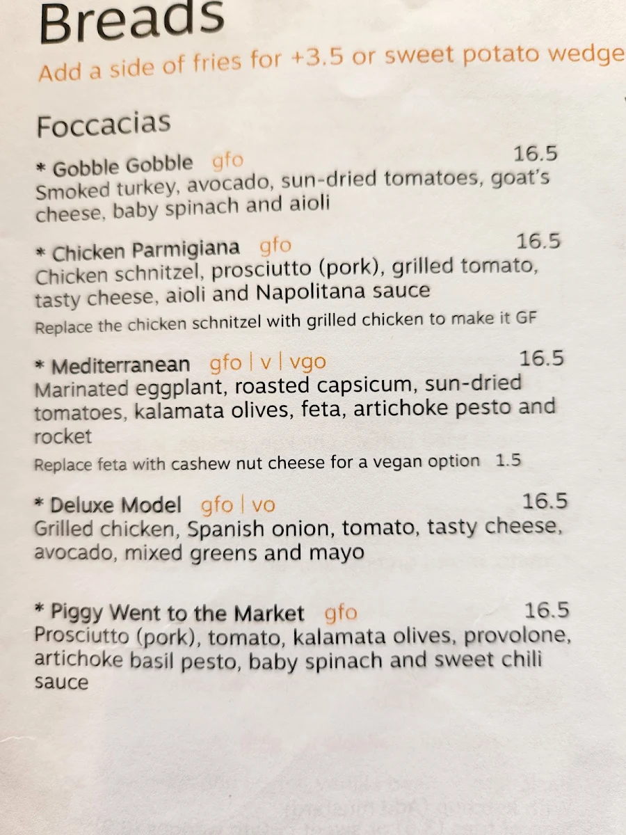 Menu, Argo on the Parade