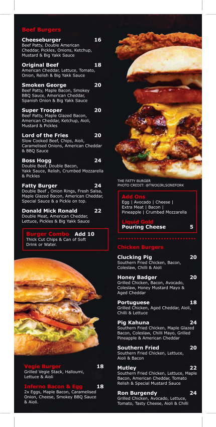 Menu, Inferno Grill Maroubra