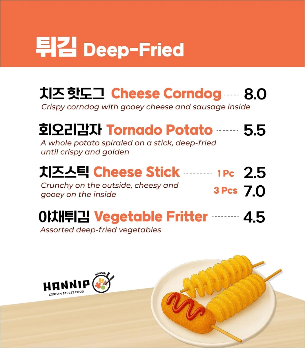 Menu, Bunsik Hannip Korean Street Food