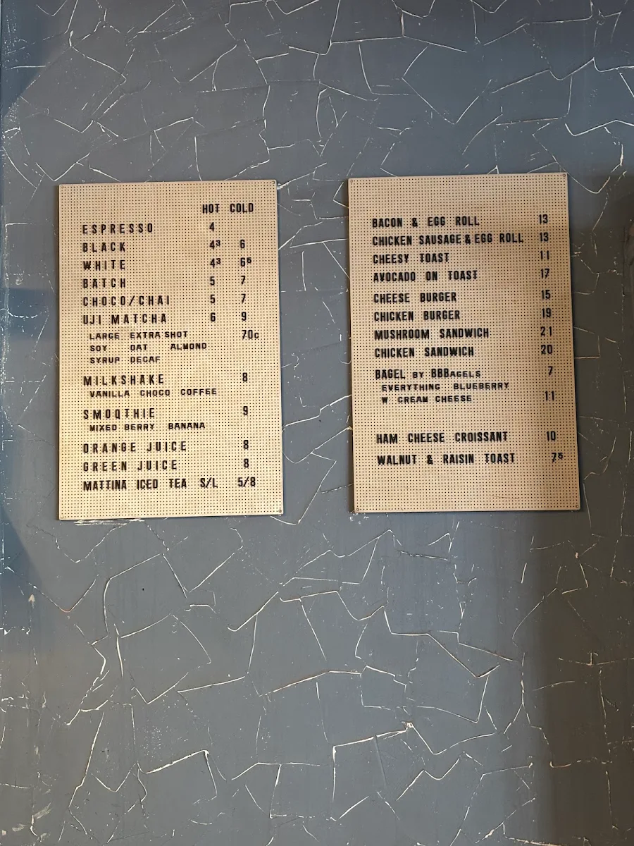 Menu, Mattina