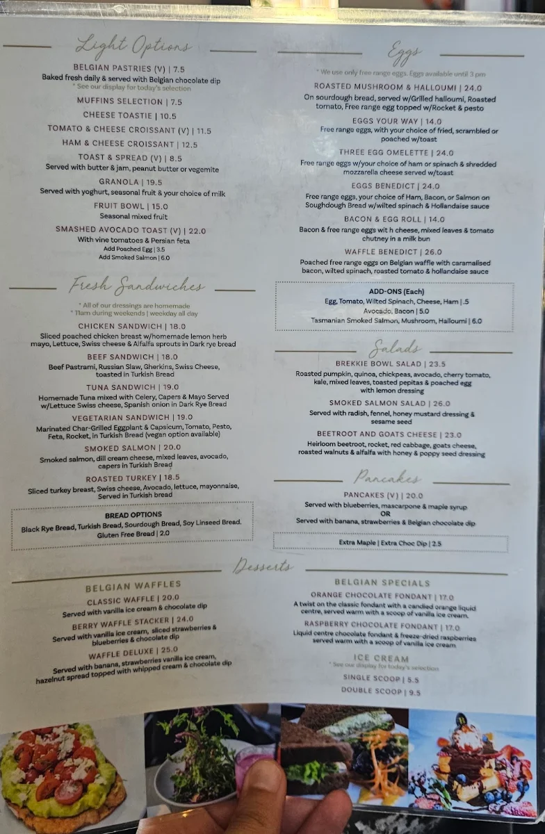 Menu, Belgian Café