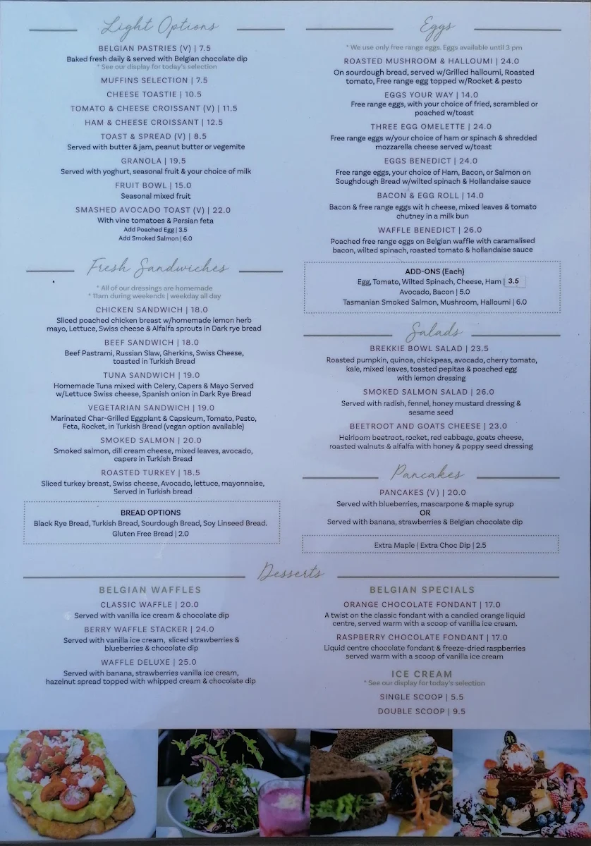 Menu, Belgian Café
