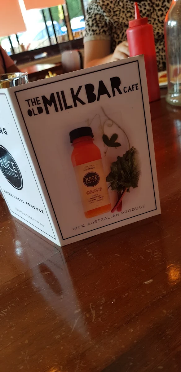 Menu, The Old Milk Bar