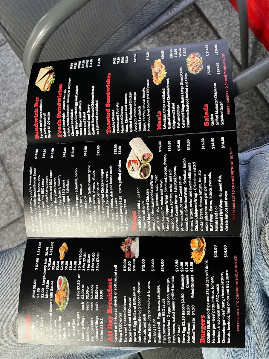 Menu, Bubz Lunch Box