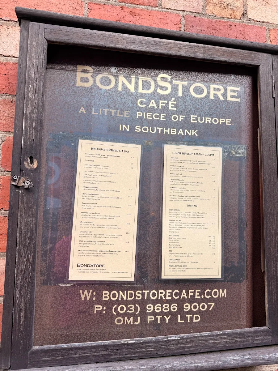 Menu, The Bond Store
