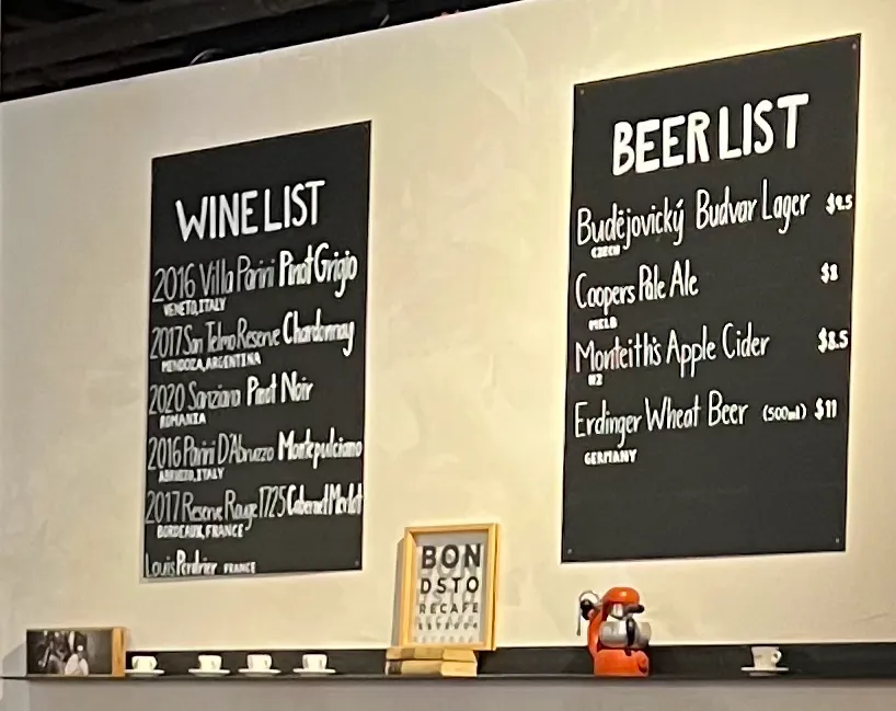 Menu, The Bond Store