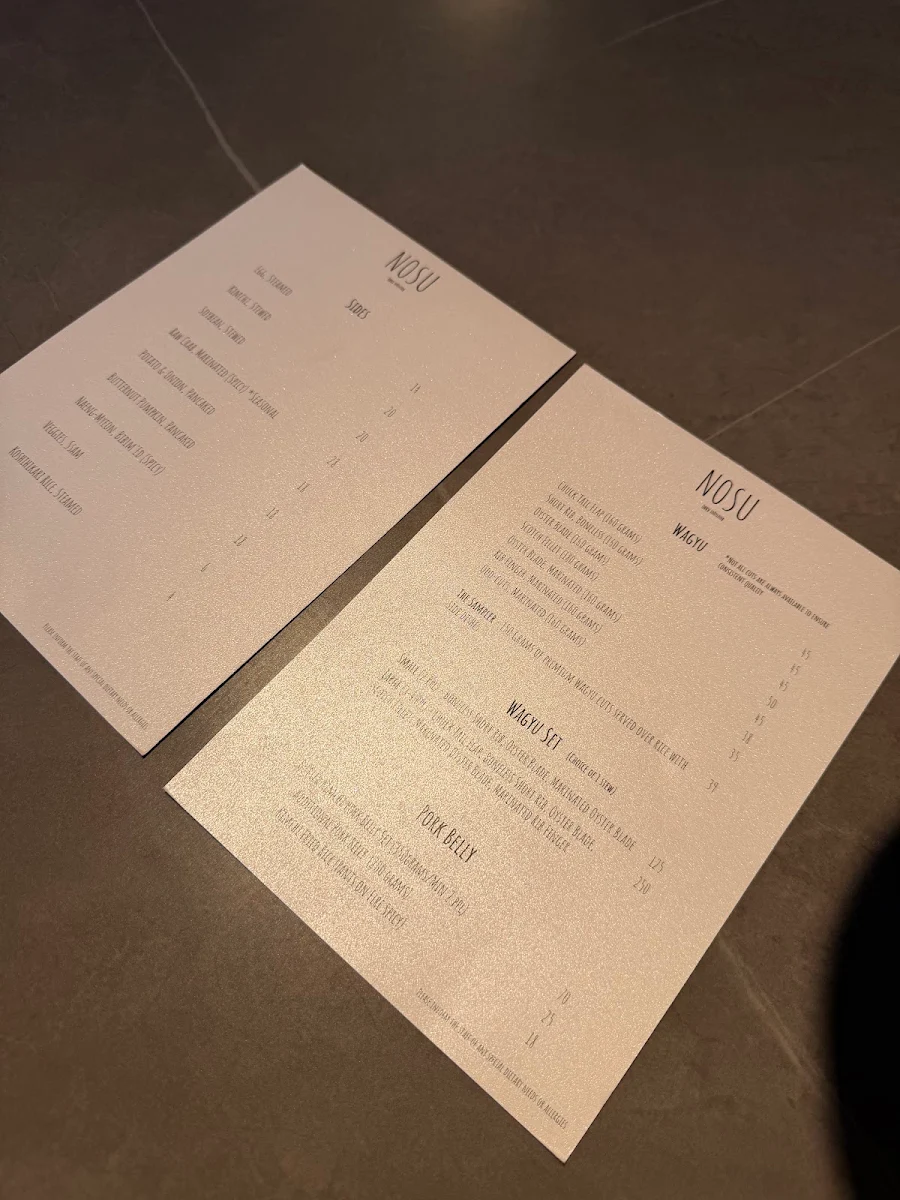 Menu, Nosu KBBQ