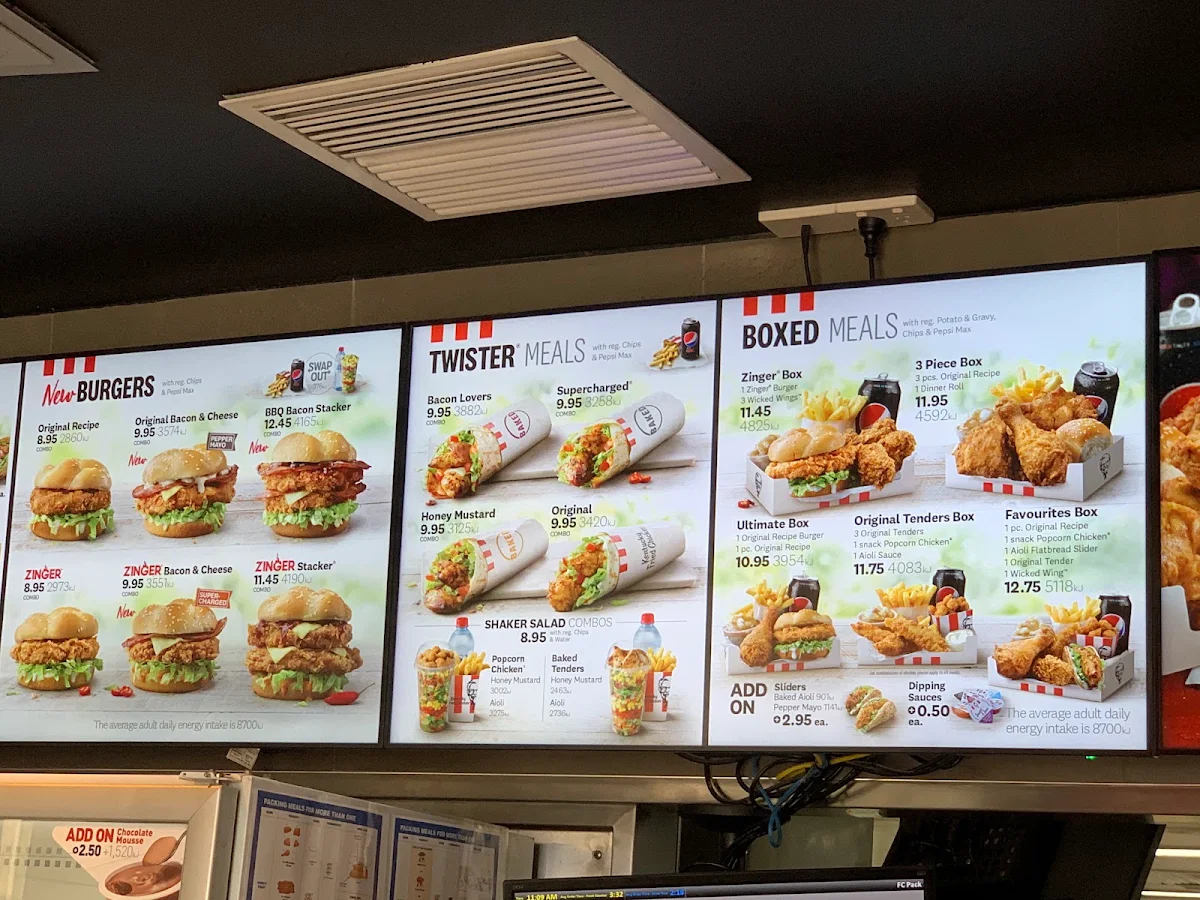 Menu, KFC Derwent Park