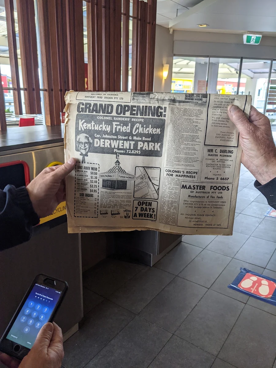 Menu, KFC Derwent Park