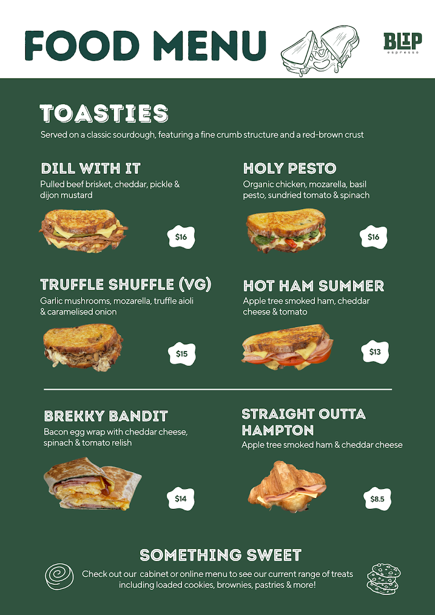 Menu, Blip Espresso