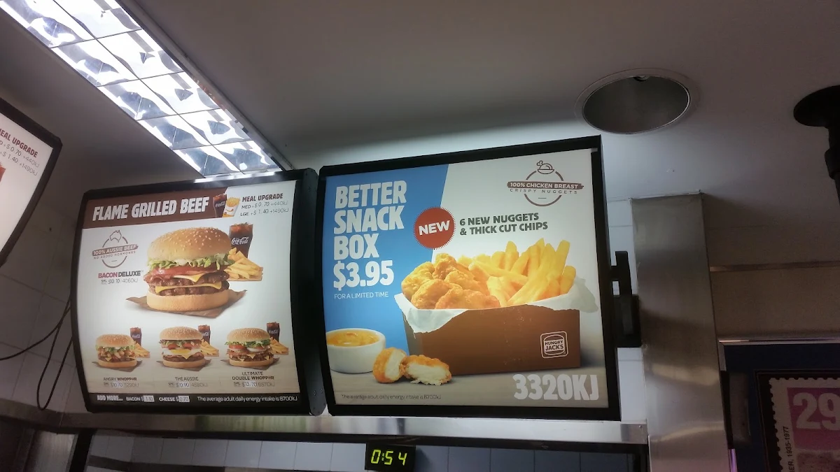 Menu, Hungry Jack's Burgers Mundaring