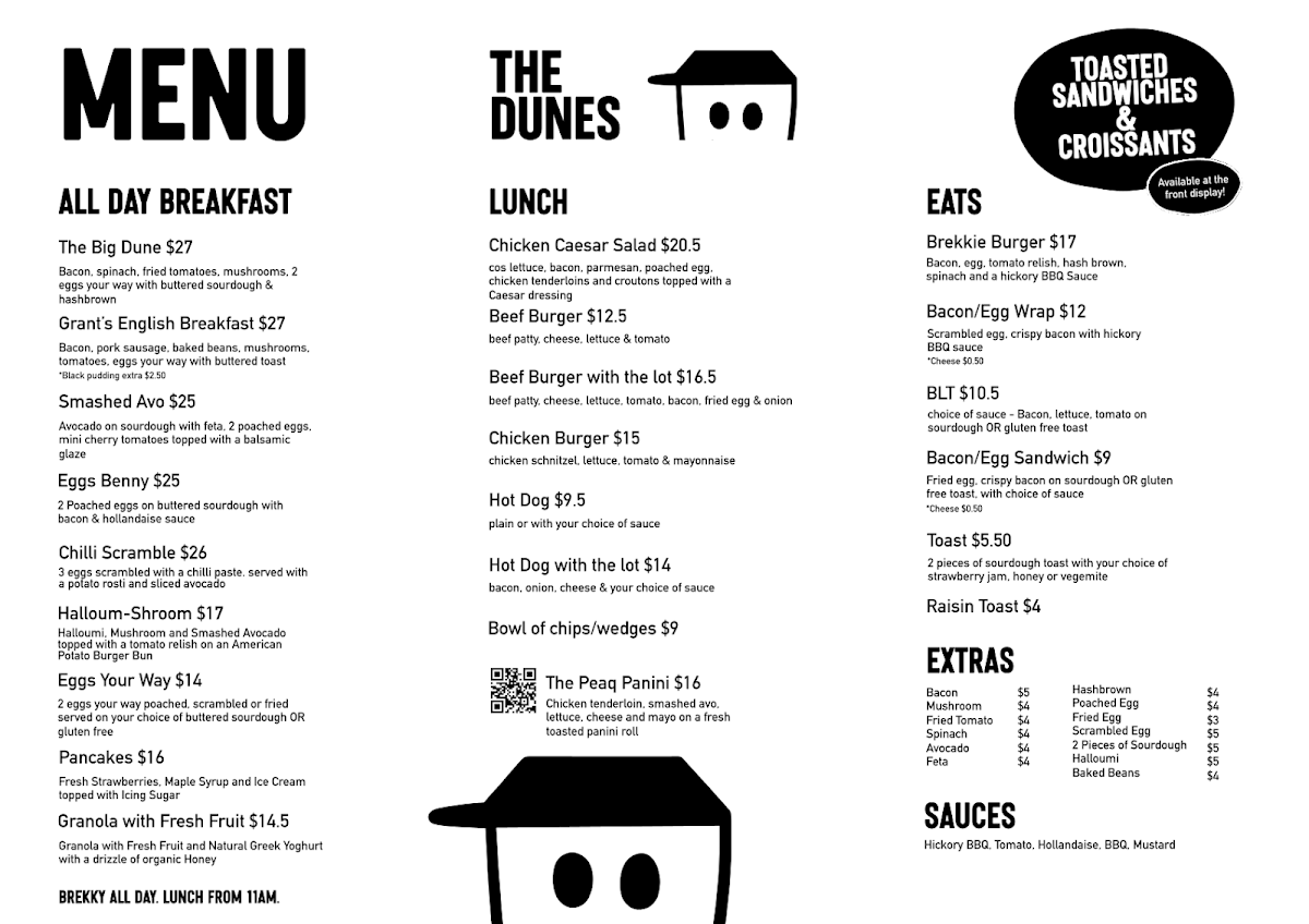Menu, The Dunes